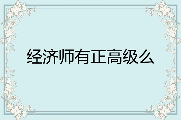 经济师有正高级么