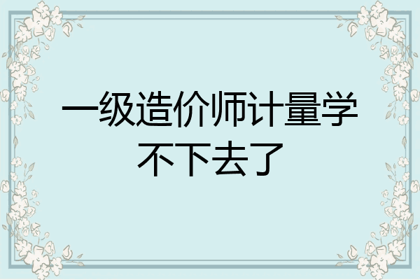 一级造价师计量学不下去了