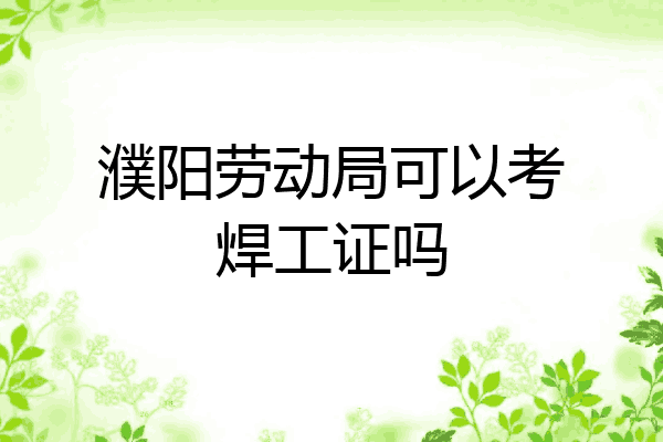 濮阳劳动局可以考焊工证吗