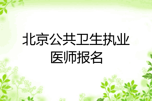 北京公共卫生执业医师报名