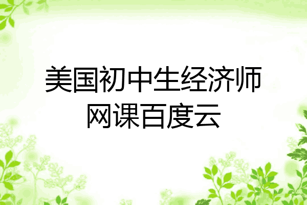 美国初中生经济师网课百度云