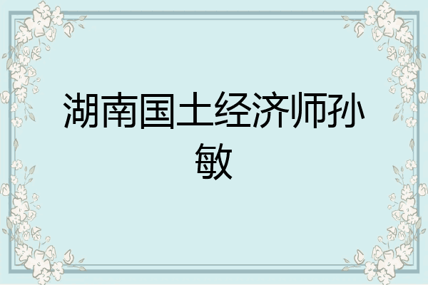 湖南国土经济师孙敏
