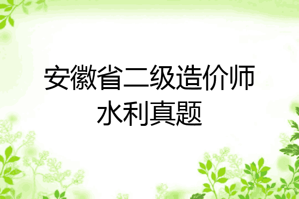安徽省二级造价师水利真题
