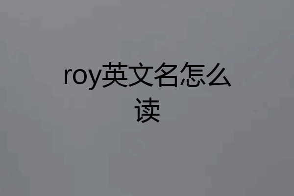 roy英文名怎么读