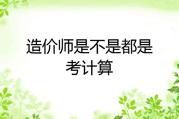 造价师是不是都是考计算