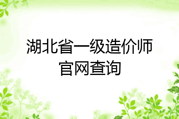 湖北省一级造价师官网查询