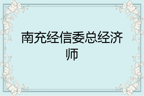 南充经信委总经济师