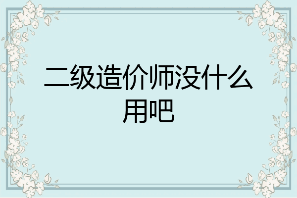 二级造价师没什么用吧