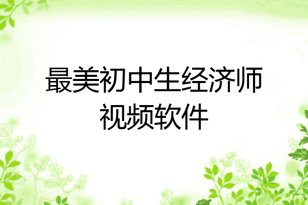 最美初中生经济师视频软件