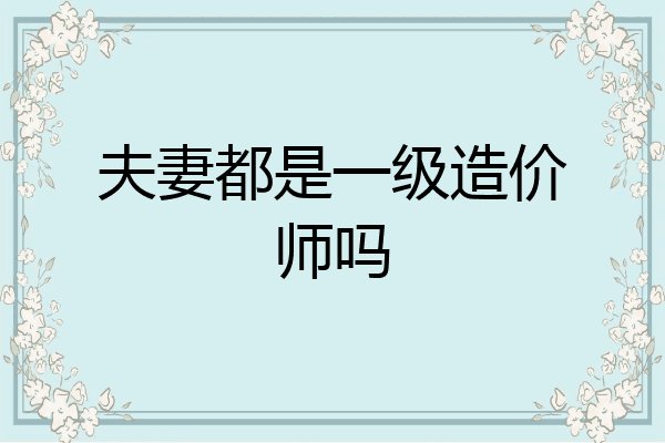 夫妻都是一级造价师吗