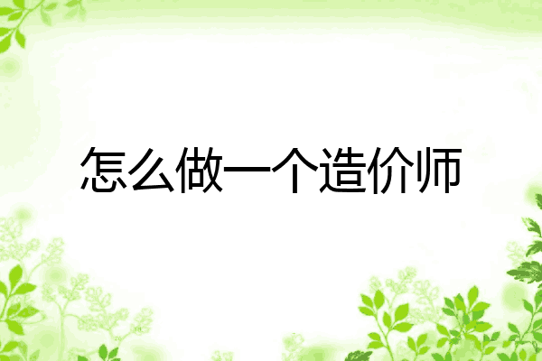 怎么做一个造价师