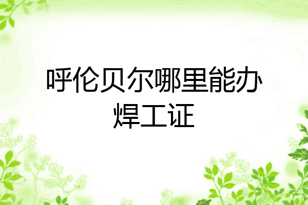 呼伦贝尔哪里能办焊工证