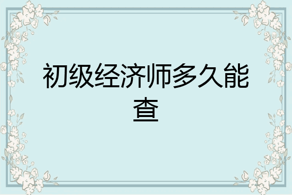 初级经济师多久能查