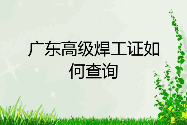 广东高级焊工证如何查询