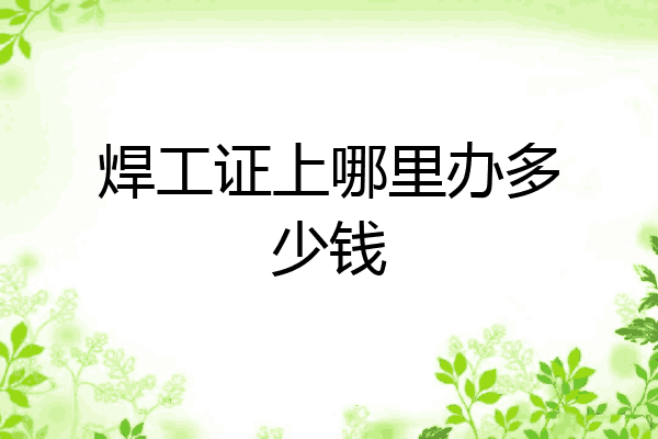 焊工证上哪里办多少钱