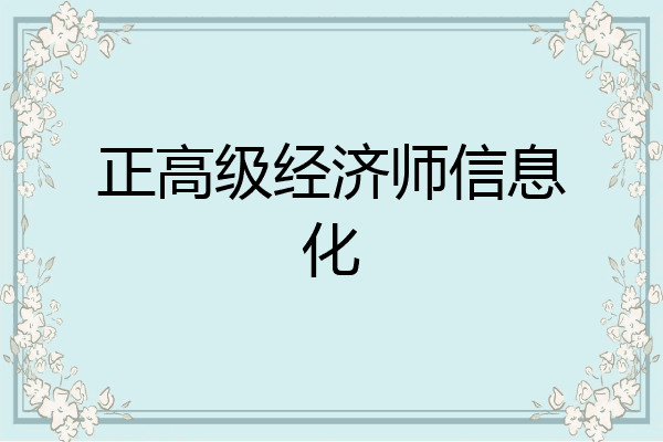正高级经济师信息化