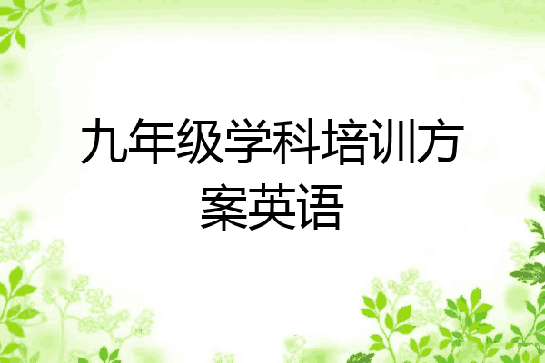 九年级学科培训方案英语