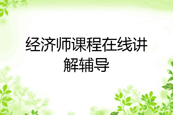 经济师课程在线讲解辅导