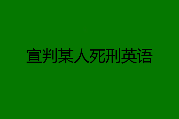 宣判某人死刑英语