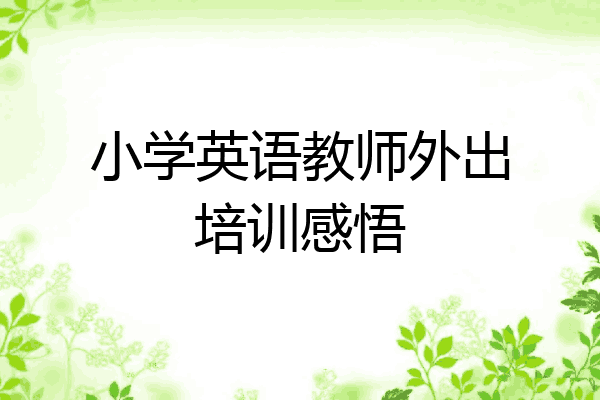 小学英语教师外出培训感悟