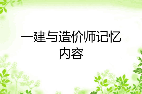 一建与造价师记忆内容