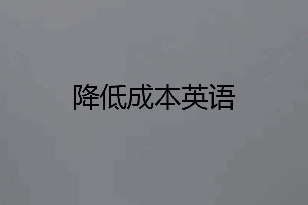 降低成本英语