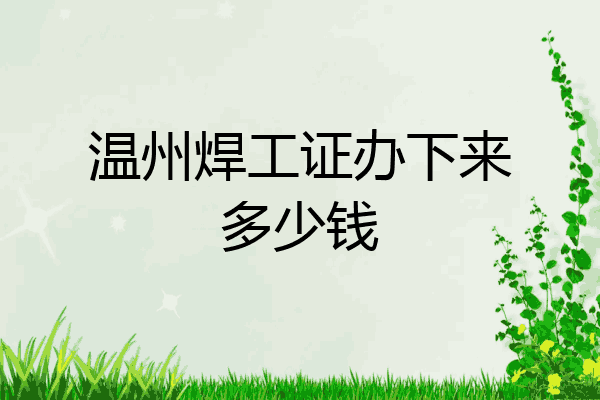温州焊工证办下来多少钱