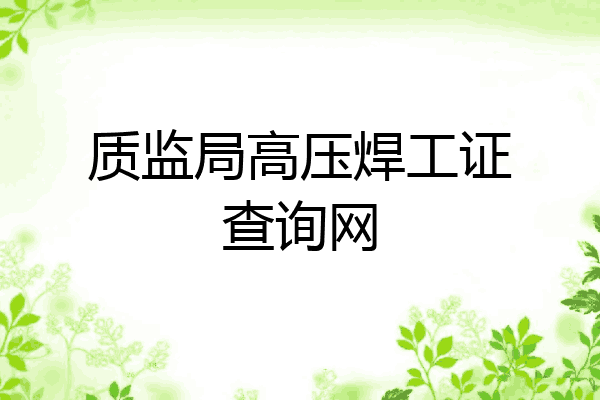质监局高压焊工证查询网
