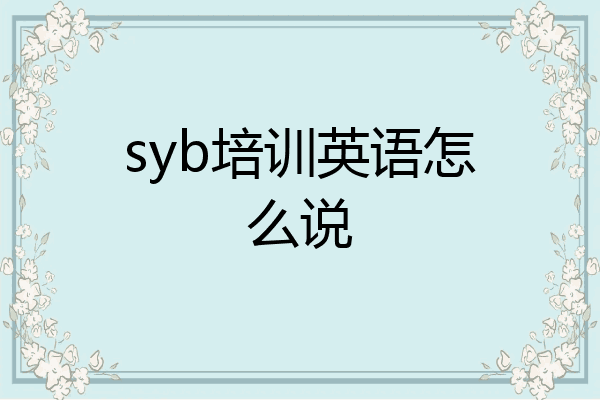 syb培训英语怎么说