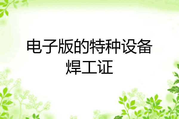 电子版的特种设备焊工证