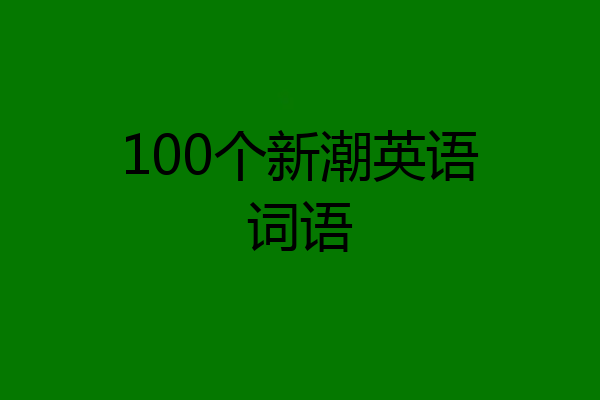 100个新潮英语词语