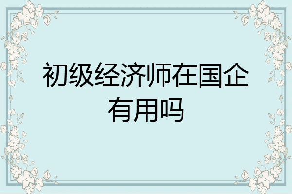 初级经济师在国企有用吗