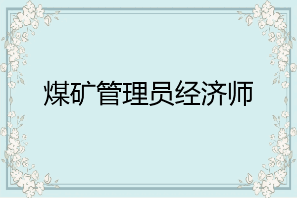 煤矿管理员经济师