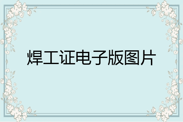 焊工证电子版图片