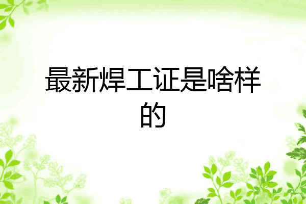 最新焊工证是啥样的