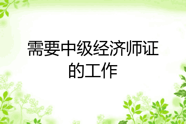 需要中级经济师证的工作