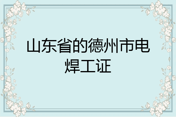 山东省的德州市电焊工证