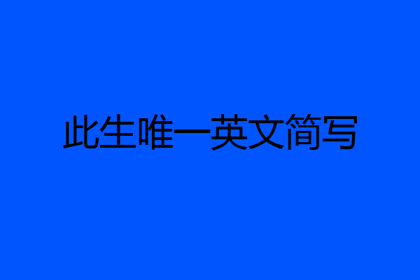 此生唯一英文简写