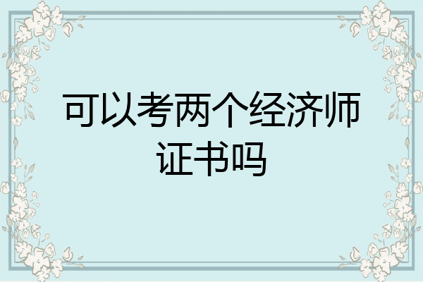 可以考两个经济师证书吗