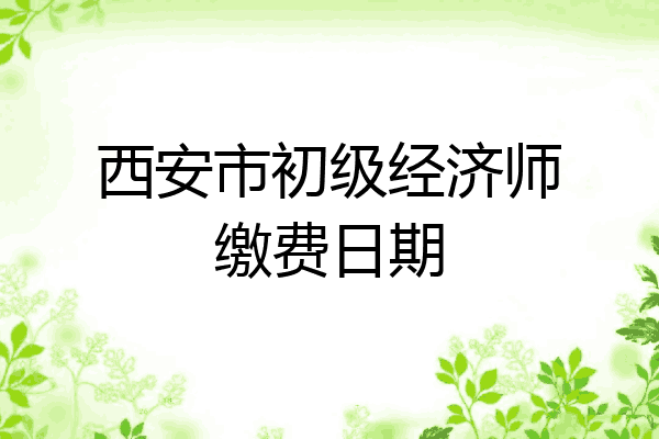 西安市初级经济师缴费日期