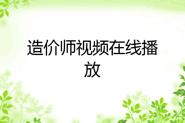 造价师视频在线播放