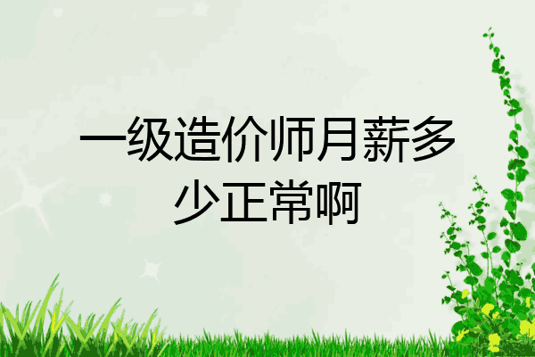 一级造价师月薪多少正常啊