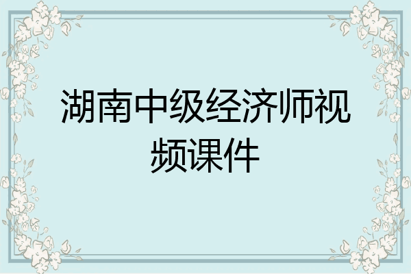 湖南中级经济师视频课件