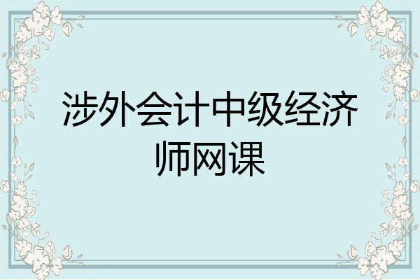 涉外会计中级经济师网课