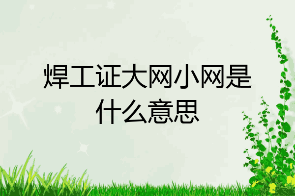 焊工证大网小网是什么意思
