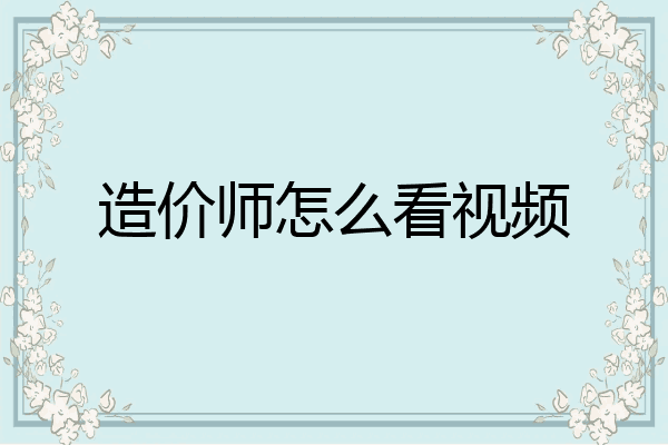 造价师怎么看视频