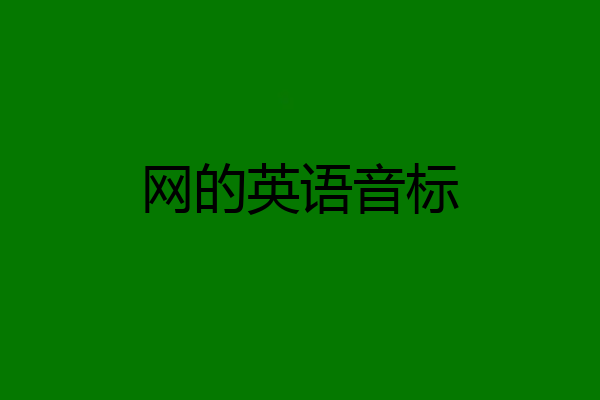 网的英语音标