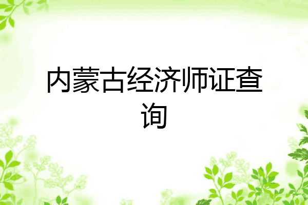 内蒙古经济师证查询