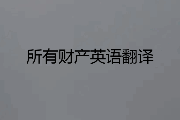 所有财产英语翻译