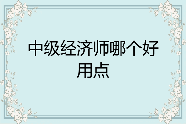 中级经济师哪个好用点